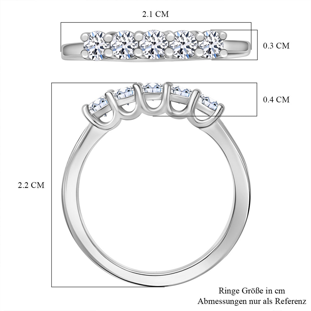 LUXURIANT DIAMOND - Lab Grown Diamant SI-GH SGL zertifiziert Ring 925 Silber 750 Gelbgold Vermeil (Größe 20.00) ca. 0.52 ct