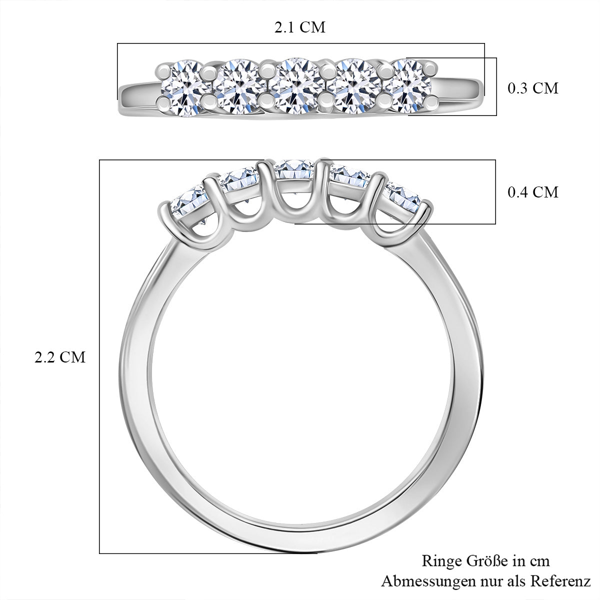 LUXURIANT DIAMOND - Lab Grown Diamant SI-GH SGL zertifiziert Ring 925 Silber 750 Gelbgold Vermeil (Größe 20.00) ca. 0.52 ct