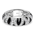GP Trionfo Kollektion - Moissanit Ring, Zebramuster 925 Silber rhodiniert (Größe 17.00) ca. 0.53 ct