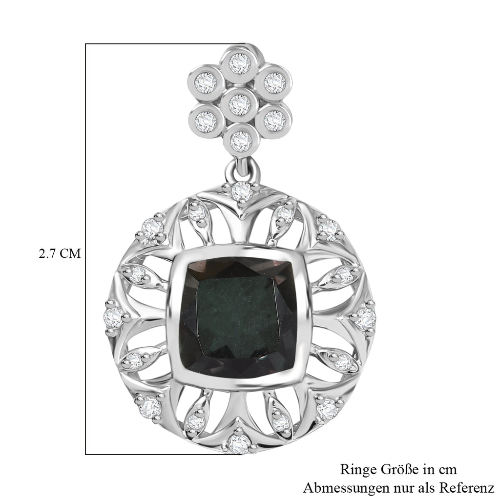 Alexandrit Quarz Triplette, Weißer Zirkon Anhänger 925 Silber rhodiniert ca. 2,92 ct.