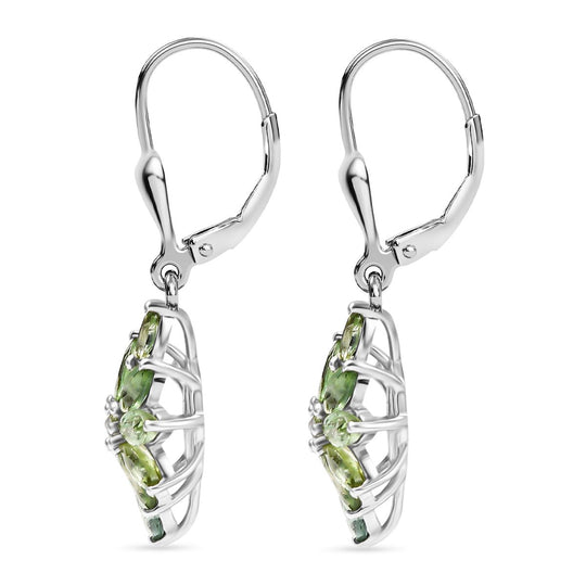 Natürlicher grüner Apatit Ohrringe 925 Silber rhodiniert ca. 1.98 ct