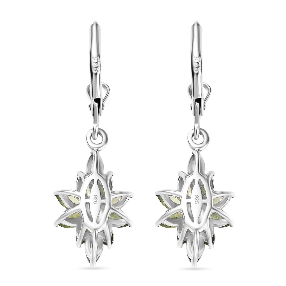 Natürlicher grüner Apatit Ohrringe 925 Silber rhodiniert ca. 1.98 ct