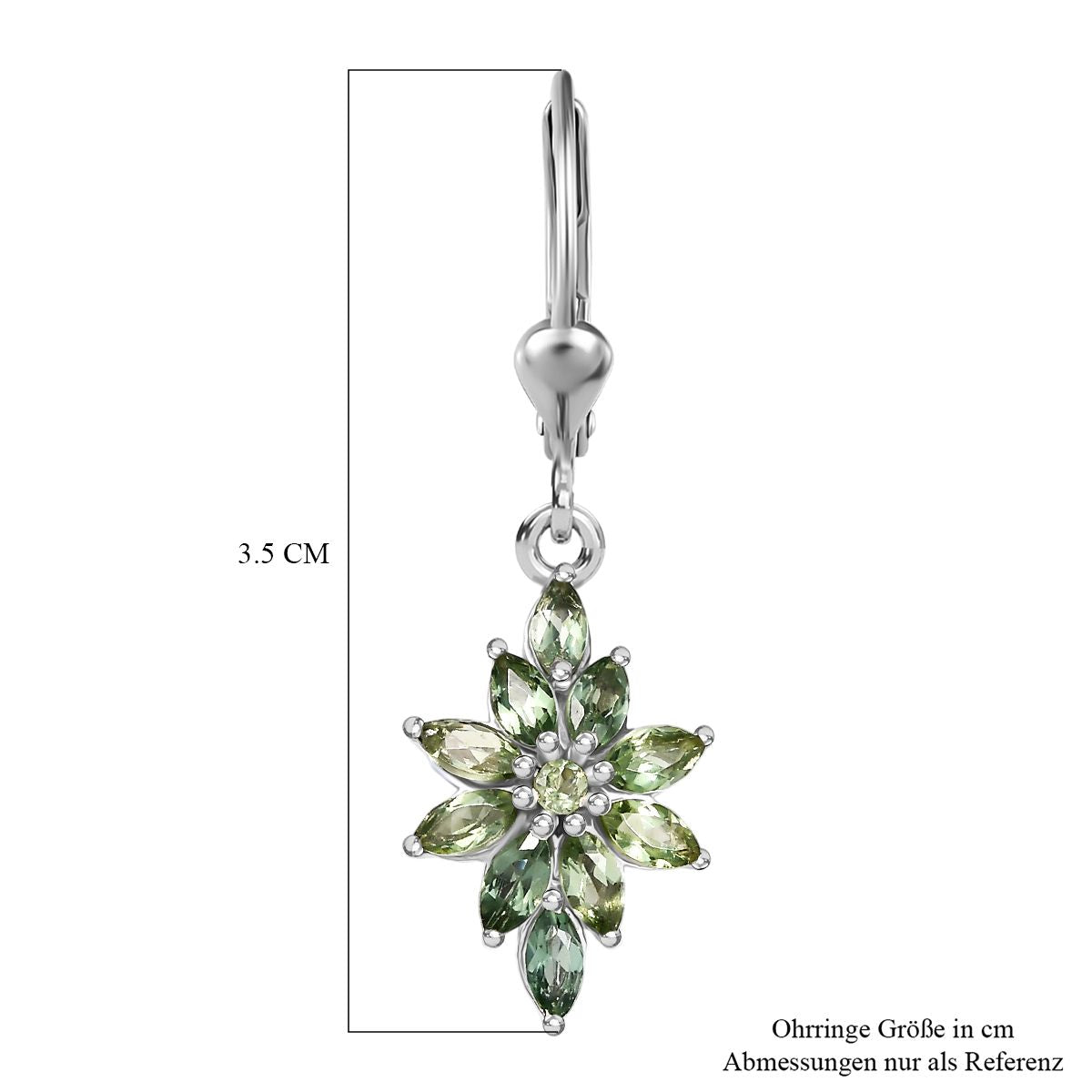 Natürlicher grüner Apatit Ohrringe 925 Silber rhodiniert ca. 1.98 ct