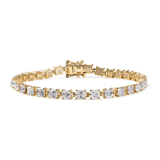 Moissanit Armband ca. 20 cm 925 Silber 750 Gelbgold Vermeil ca. 11.17 ct