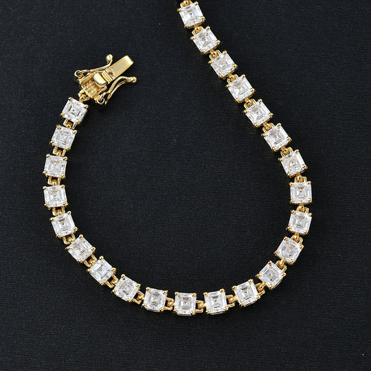 Moissanit Armband ca. 20 cm 925 Silber 750 Gelbgold Vermeil ca. 11.17 ct