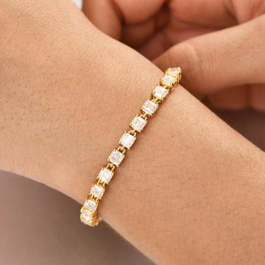Moissanit Armband ca. 20 cm 925 Silber 750 Gelbgold Vermeil ca. 11.17 ct