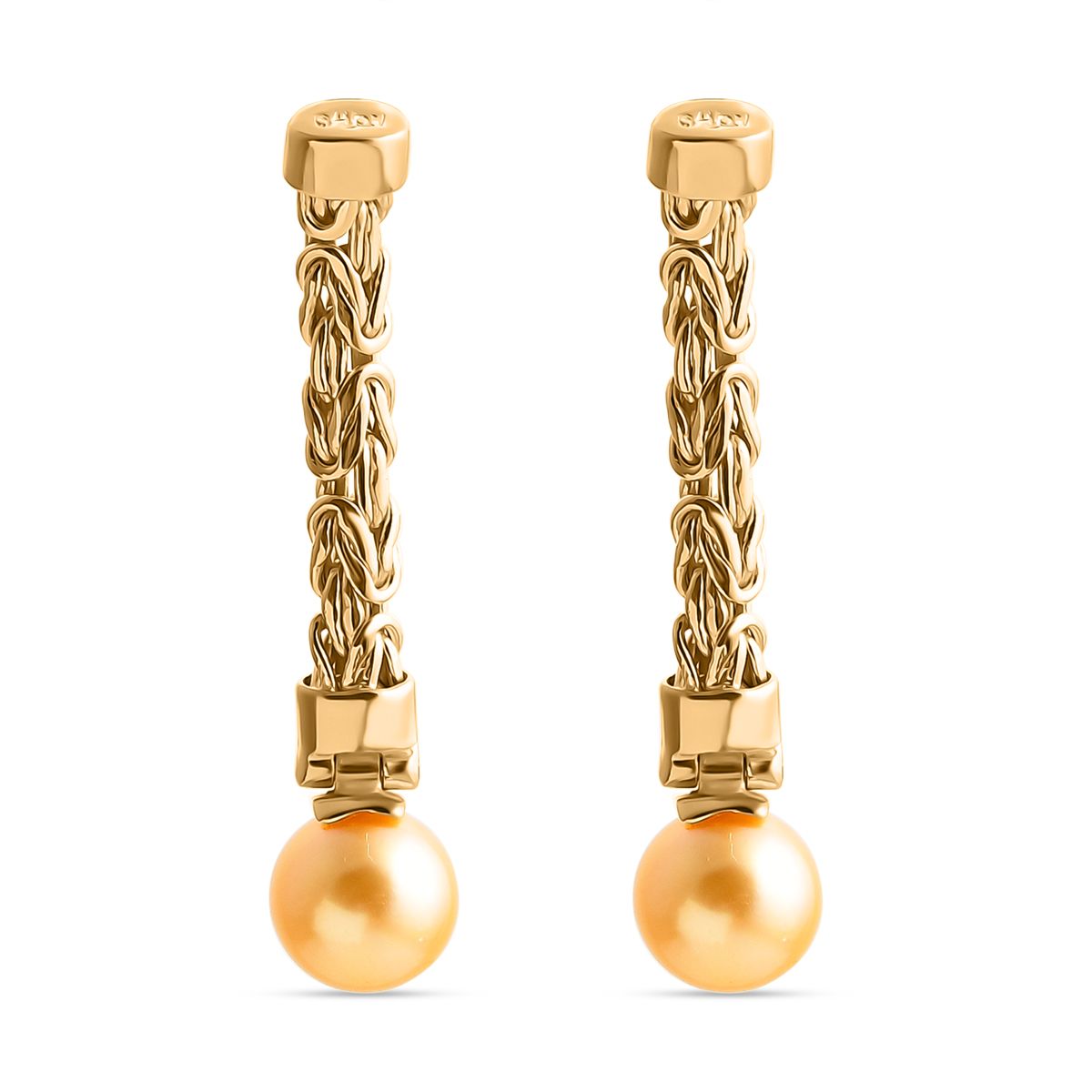 AA Goldene Südsee Perle (8-10 mm) Ohrringe 925 Silber