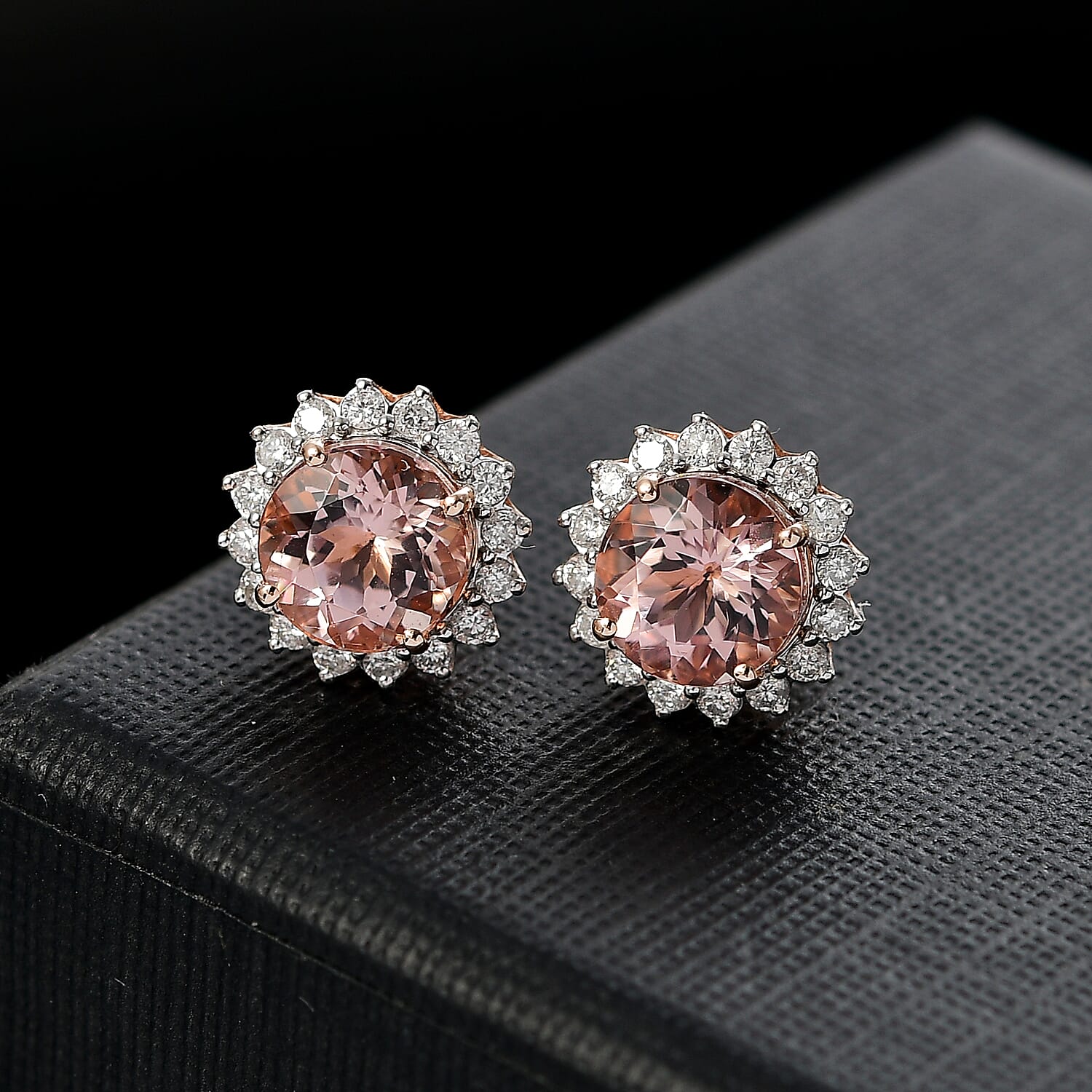 LUXORO AAA Morganit, Weißer Diamant AGI zertifiziert Ohrringe 417 Gold ca. 3.51 ct