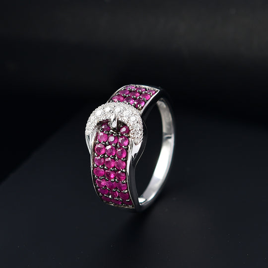 Montepuez-Rubin Ring 925 Silber rhodiniert (Größe 18.00) ca. 1,26 ct