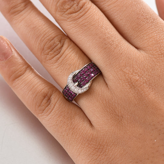 Montepuez-Rubin Ring 925 Silber rhodiniert (Größe 18.00) ca. 1,26 ct