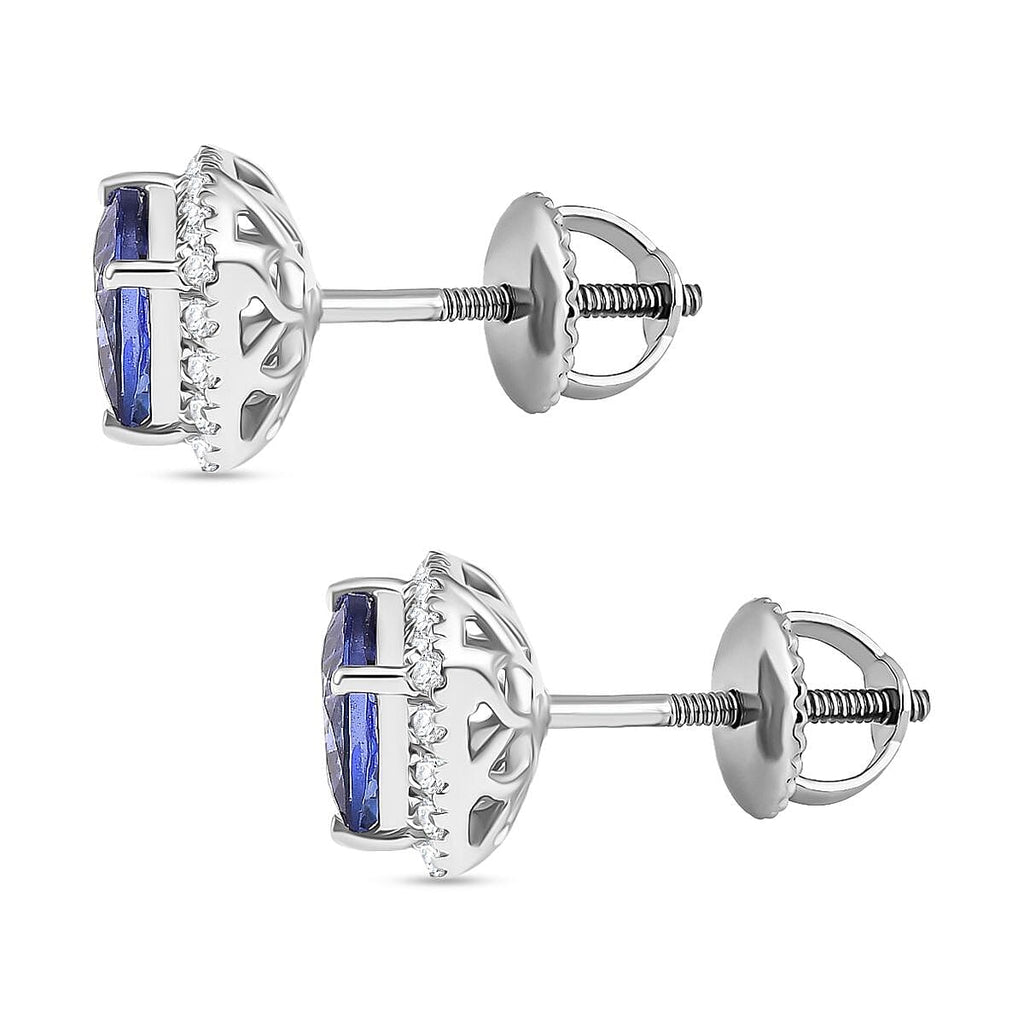 Rhapsody AAAA Tansanit, Weißer Diamant AGI zertifiziert Ohrringe 950 Platin ca. 2.42 ct
