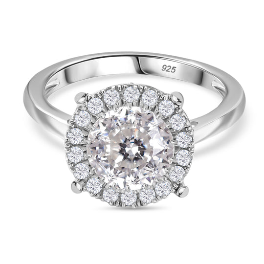Moissanit Ring 925 Silber rhodiniert (Größe 18.00)