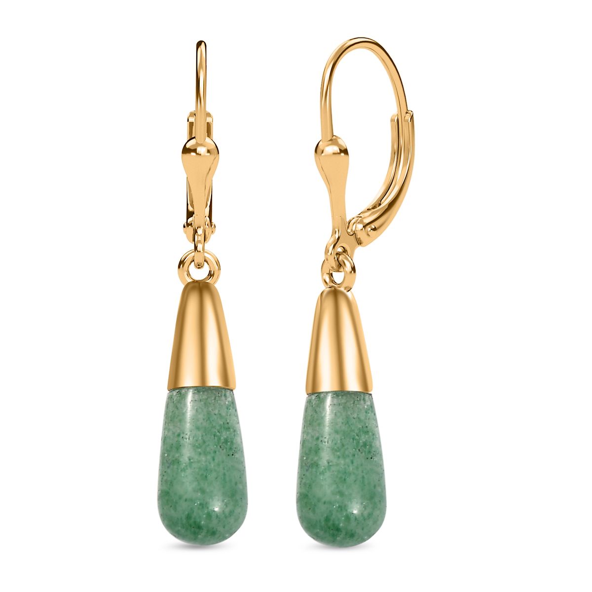 Grüner Aventurin Ohrringe 925 Silber 750 Gelbgold Vermeil ca. 6.69 ct