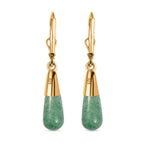 Grüner Aventurin Ohrringe 925 Silber 750 Gelbgold Vermeil ca. 6.69 ct