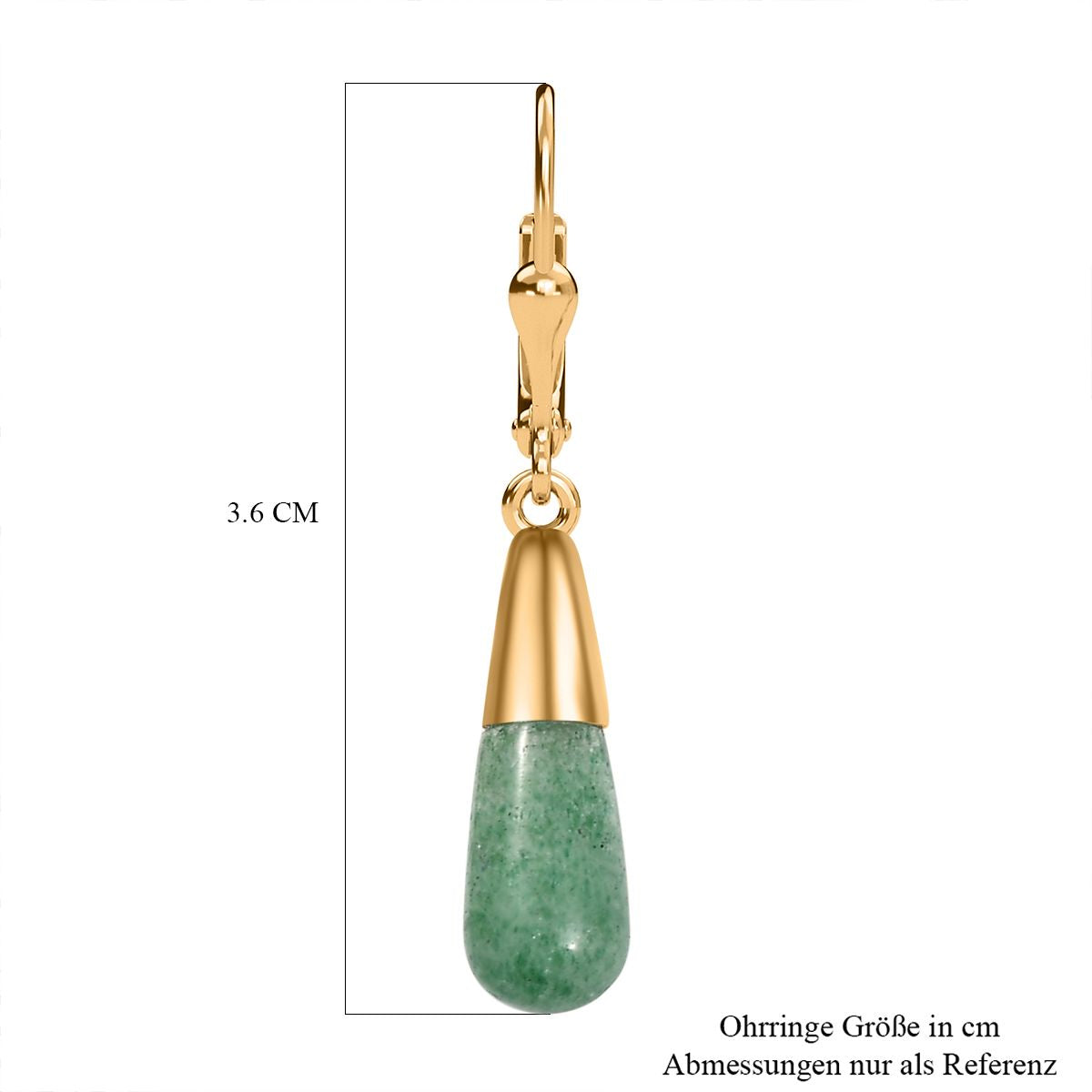 Grüner Aventurin Ohrringe 925 Silber 750 Gelbgold Vermeil ca. 6.69 ct