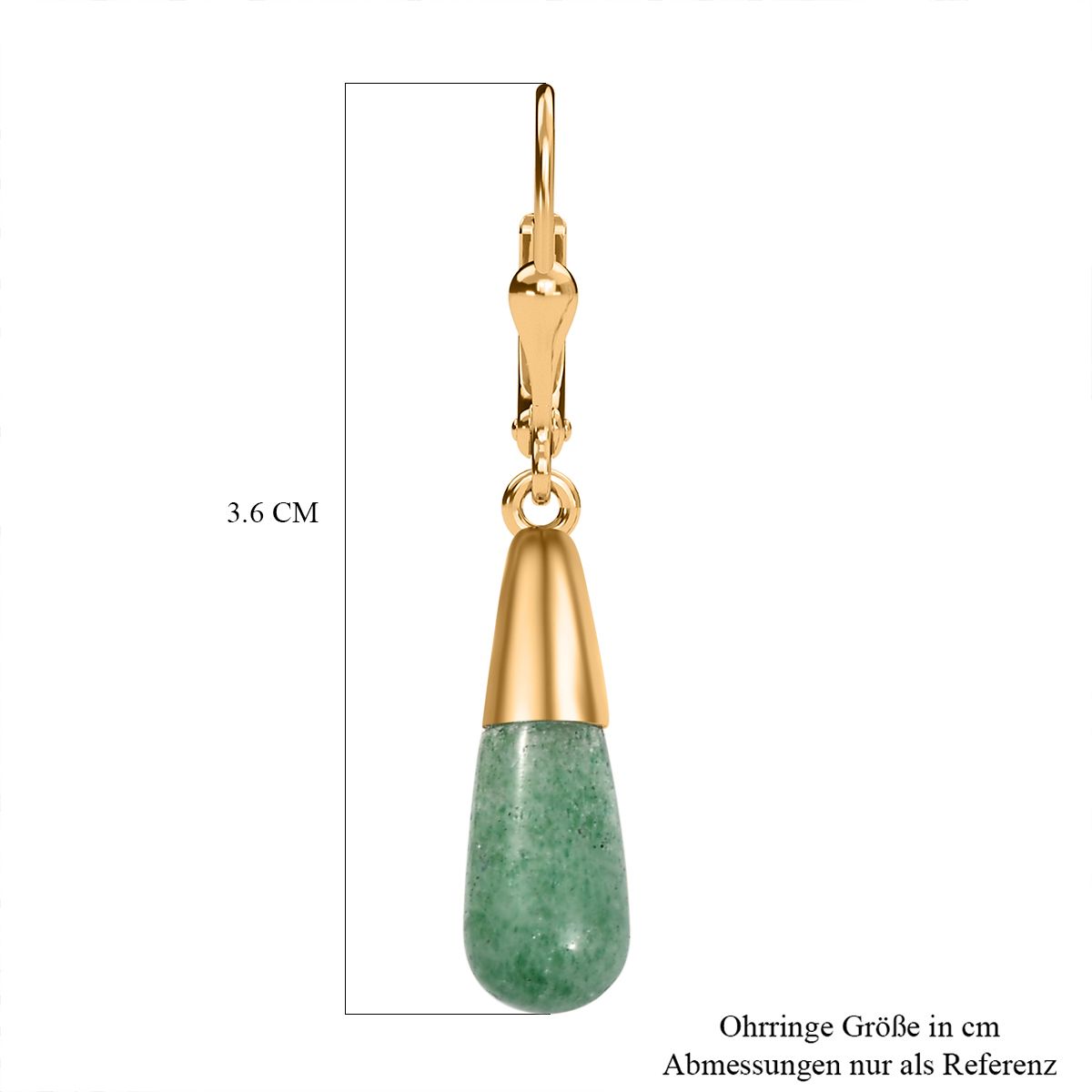 Grüner Aventurin Ohrringe 925 Silber 750 Gelbgold Vermeil ca. 6.69 ct