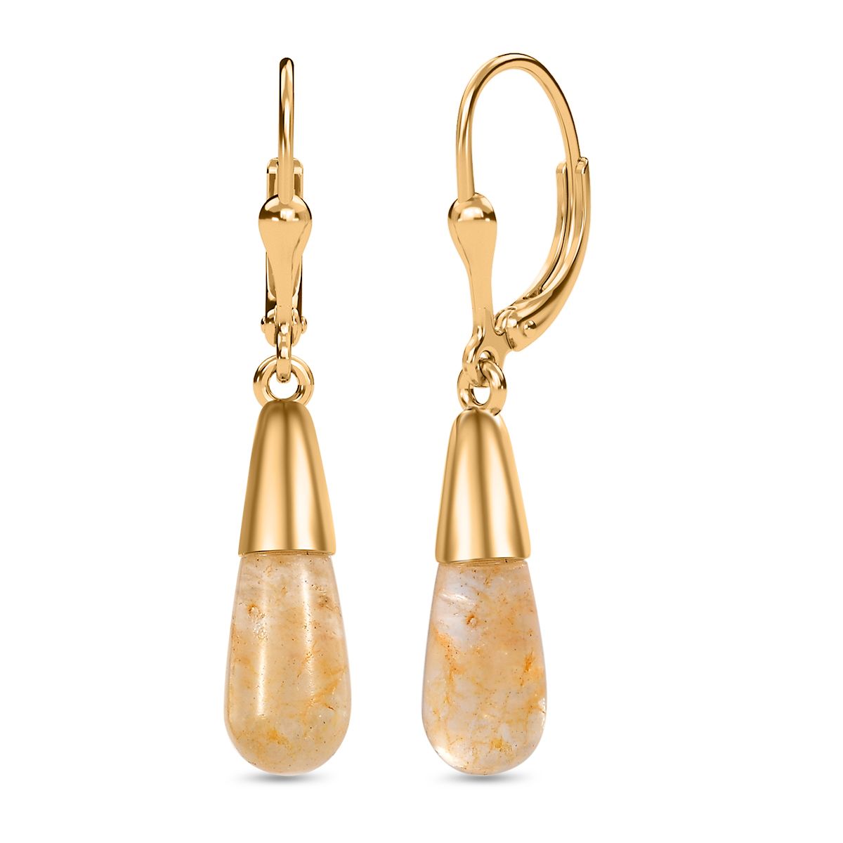 Gelber Aventurin Ohrringe 925 Silber 750 Gelbgold Vermeil ca. 6.53 ct
