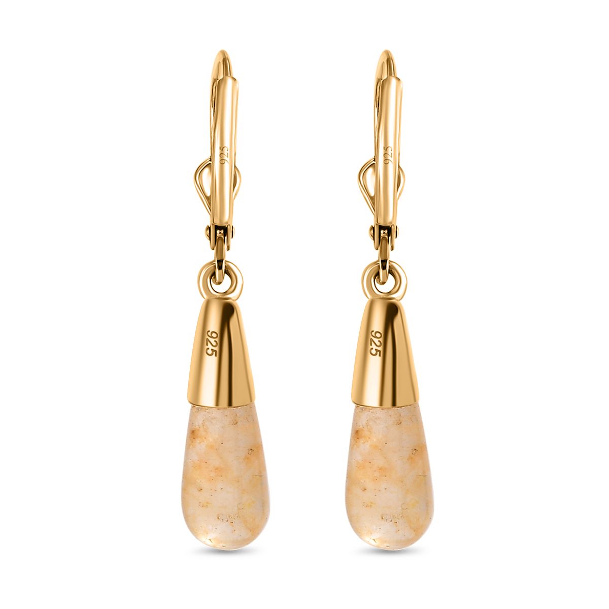 Gelber Aventurin Ohrringe 925 Silber 750 Gelbgold Vermeil ca. 6.53 ct