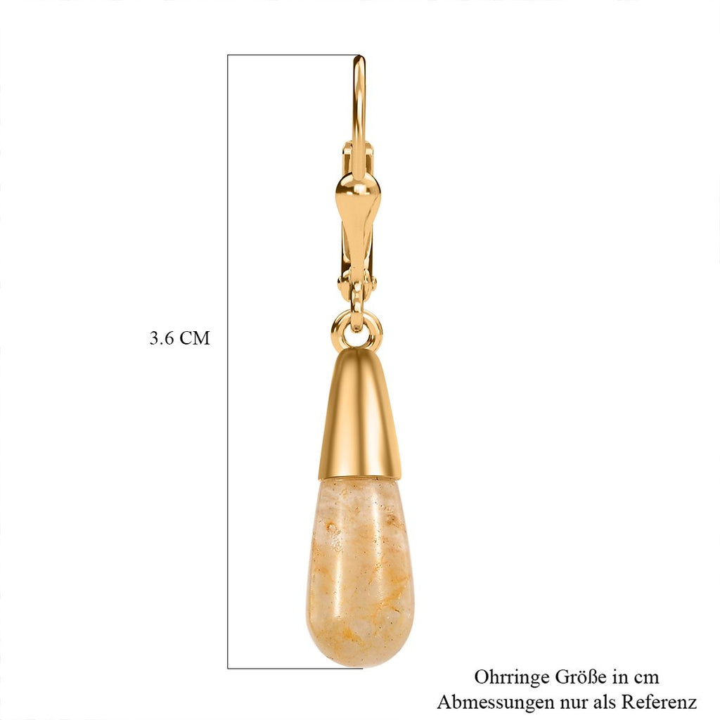 Gelber Aventurin Ohrringe 925 Silber 750 Gelbgold Vermeil ca. 6.53 ct