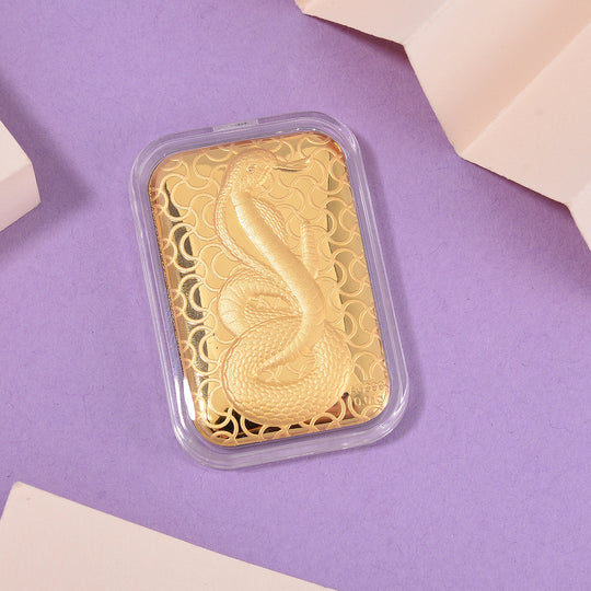 EXKLUSIVES GESCHENK 999 Gold Schmuckplatte mit Schlange-Motiv