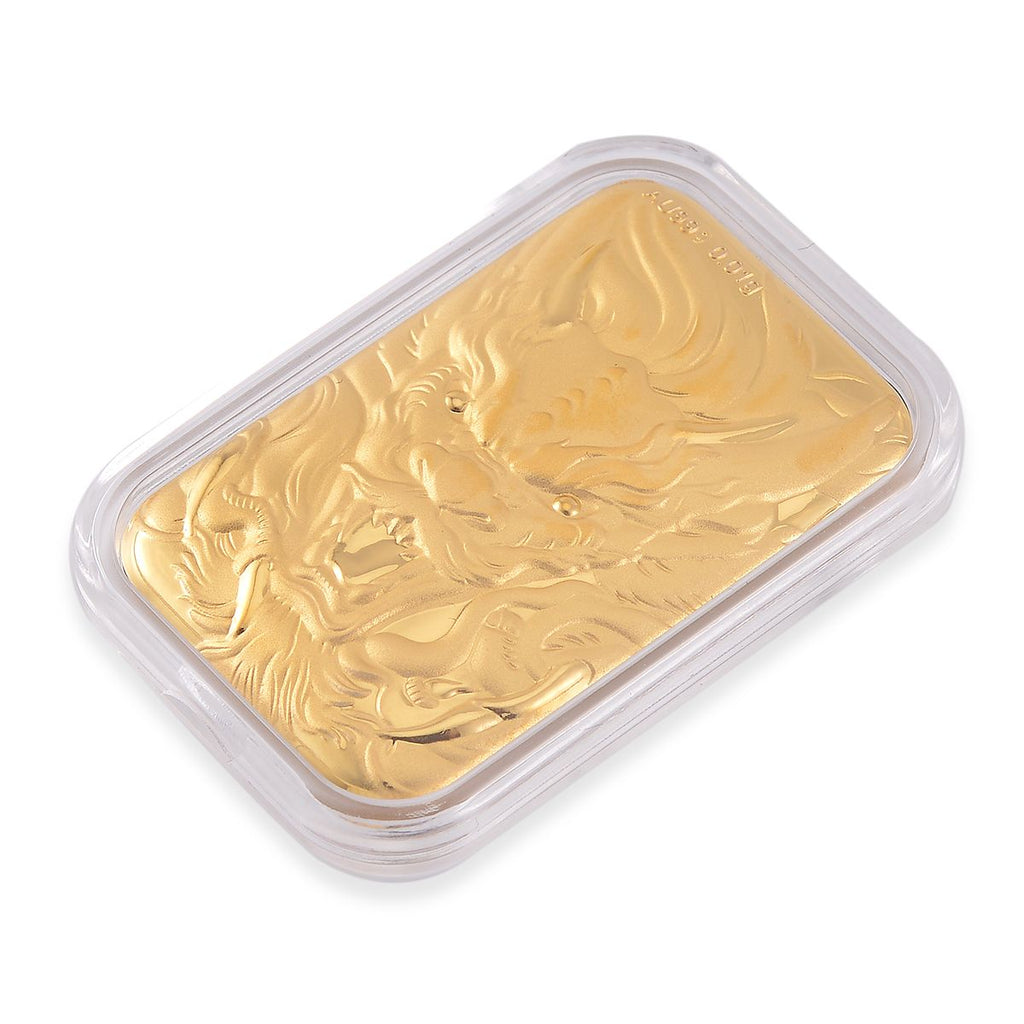 EXKLUSIVES GESCHENK 999 Gold Schmuckplatte mit Drachen-Motiv 10mg