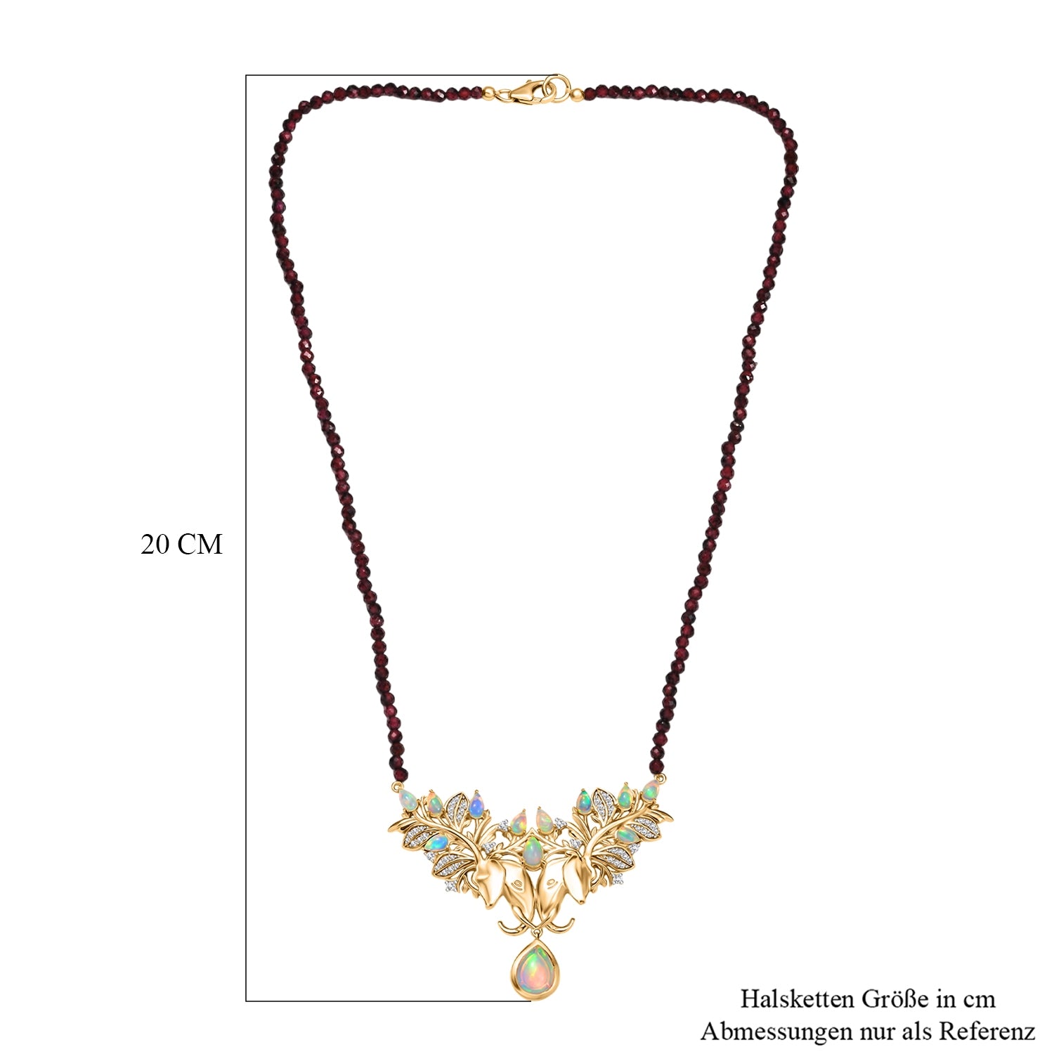 AA Natürlicher, äthiopischer Welo Opal Halskette ca. 45 cm 925 Silber 750 Gelbgold Vermeil ca. 39,24 ct