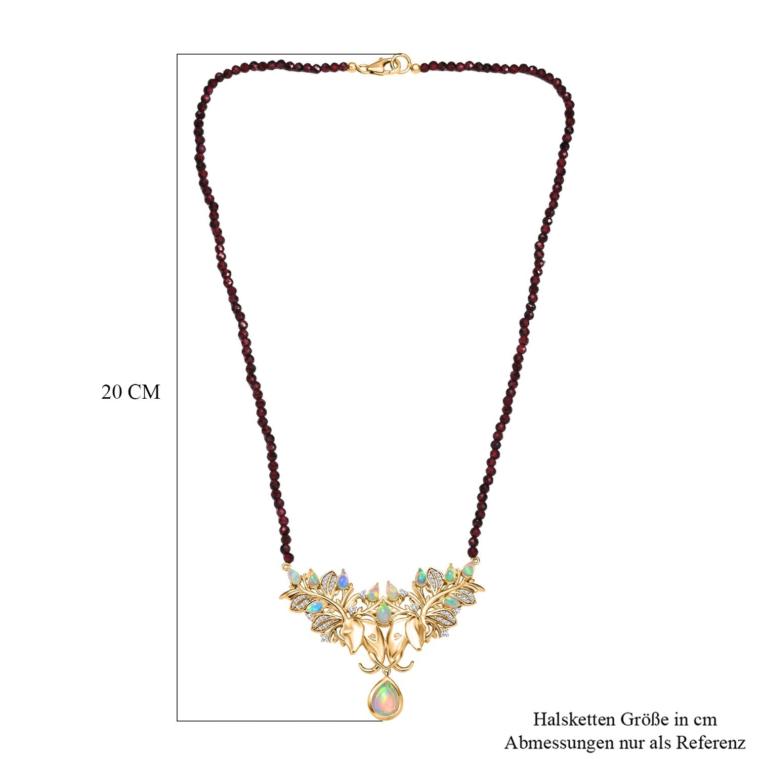 AA Natürlicher, äthiopischer Welo Opal Halskette ca. 45 cm 925 Silber 750 Gelbgold Vermeil ca. 32,41 ct.
