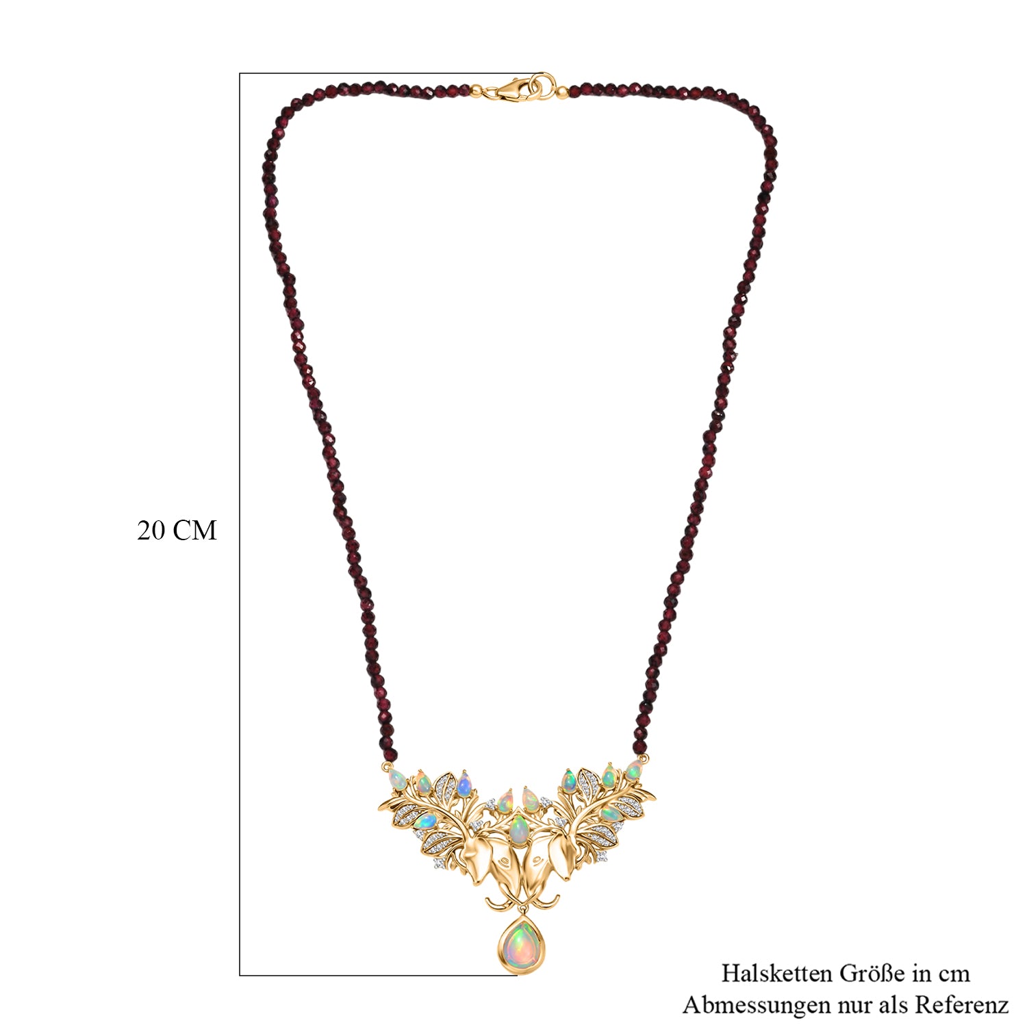 AA Natürlicher, äthiopischer Welo Opal Halskette ca. 45 cm 925 Silber 750 Gelbgold Vermeil ca. 32,41 ct.