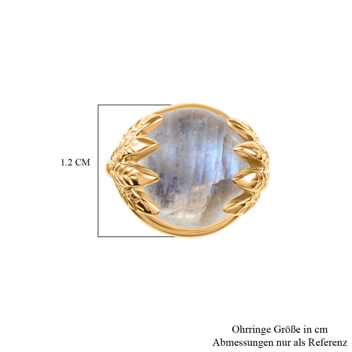 Regenbogen Mondstein Ohrringe 925 Silber 750 Gelbgold Vermeil ca. 12.40 ct