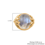 Regenbogen Mondstein Ohrringe 925 Silber 750 Gelbgold Vermeil ca. 12.40 ct