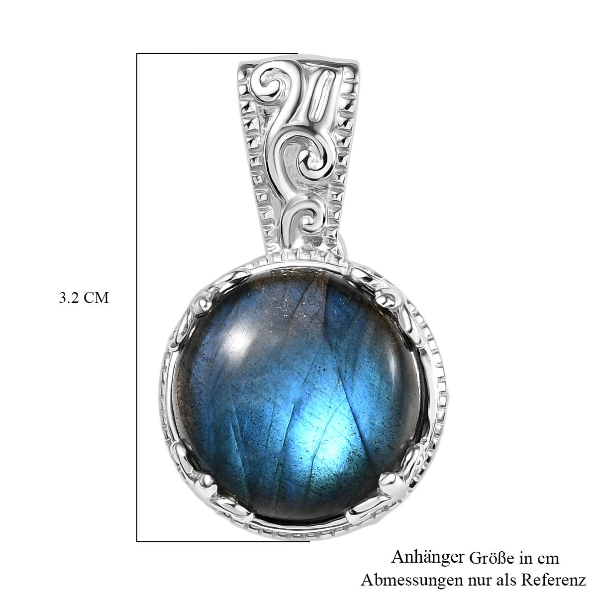 AAA Labradorit Anhänger 925 Silber rhodiniert ca. 10.96 ct