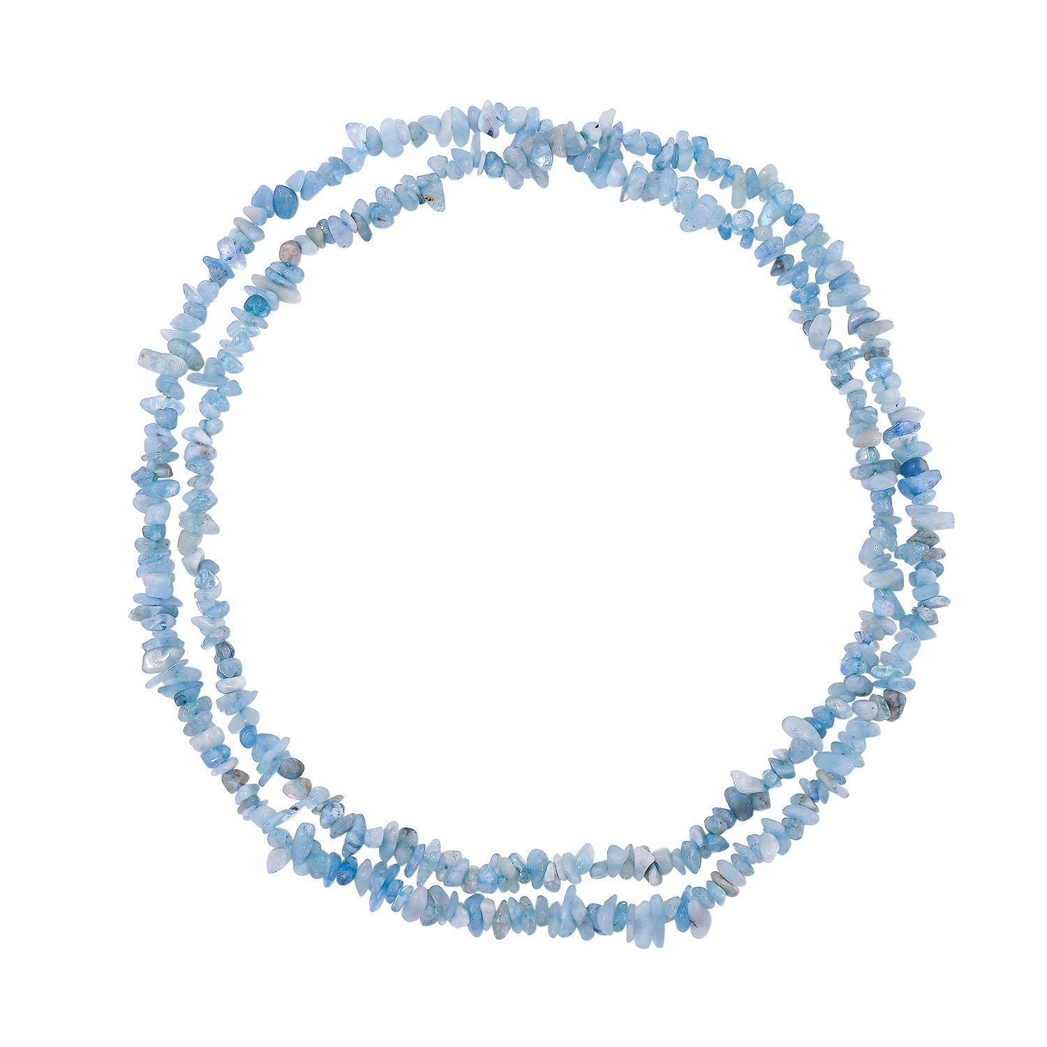 Aquamarin-Chips Bead Kette 86 cm ca. 175,00 ct.