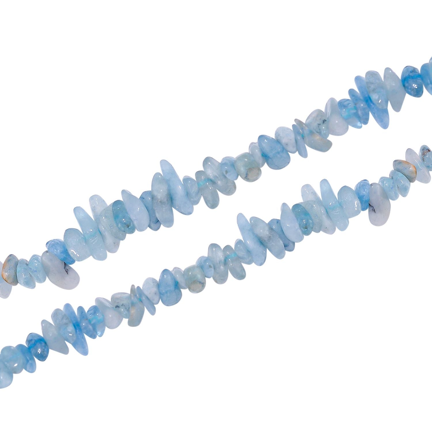 Aquamarin-Chips Bead Kette 86 cm ca. 175,00 ct.