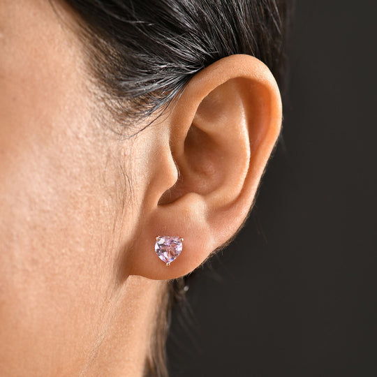 Rosa Amethyst Ohrringe 925 Silber 750 Gelb Vergoldet ca. 2.18 ct