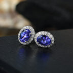 Rhapsody AAAA Tansanit, Weißer Diamant AGI zertifiziert Ohrringe 950 Platin ca. 1.92 ct