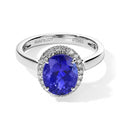 Rhapsody AAAA Tansanit, Weißer Diamant AGI zertifiziert Ring 950 Platin (Größe 17.00) ca. 3.22 ct (3-4 Werktage Lieferzeit)