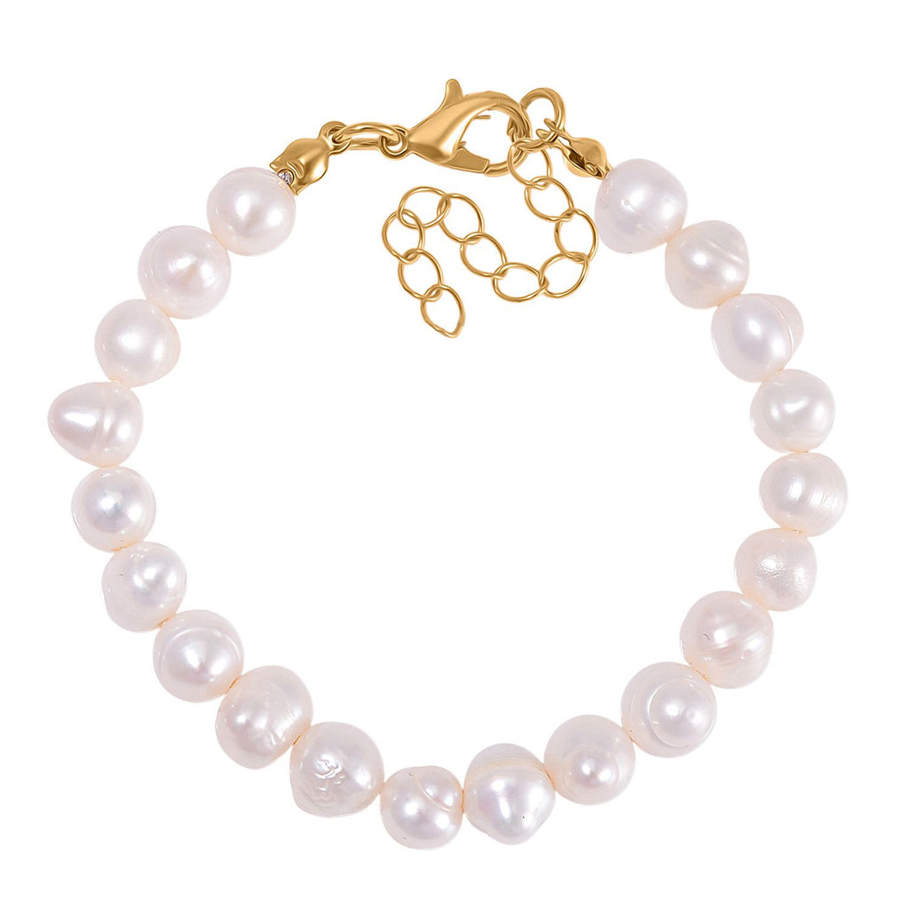 Weiße Süßwasser Perle (7-8 mm) Armband ca. 16.50 cm + 6.35 cm Extender