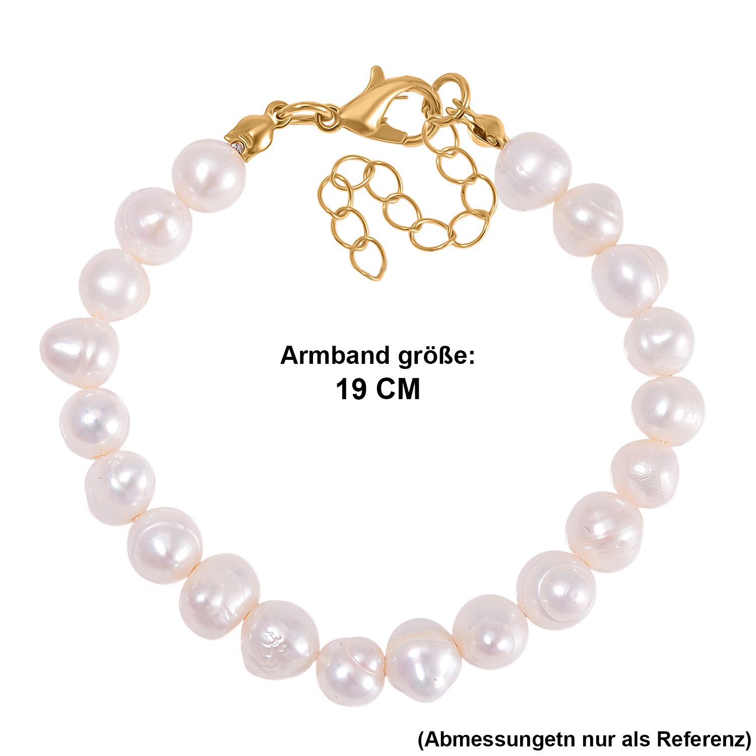 Weißes Süßwasserperle flexibles Armband, 16,5-22,5cm, Legierung
