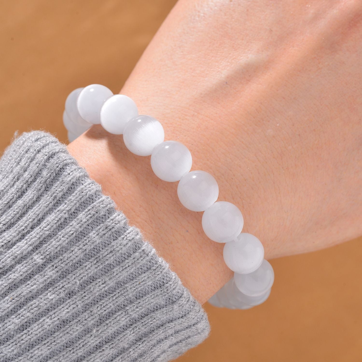Erstellt weißes Katzenaugen Armband Flexibel