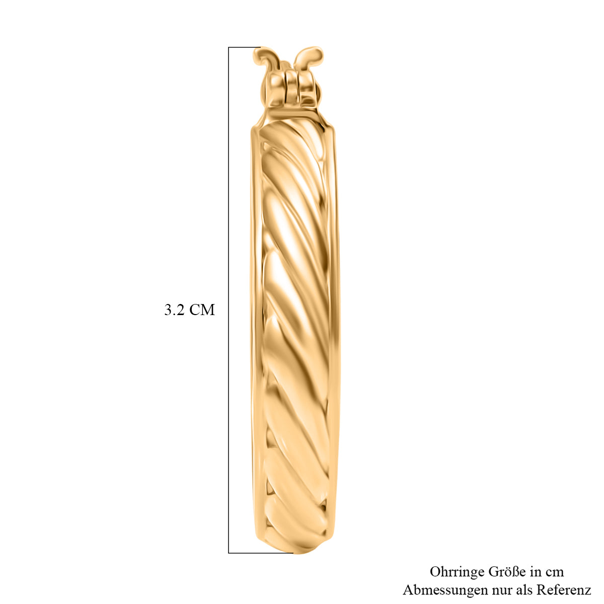 Creolen mit Seilstruktur, Reine Bronze 750 Gelb Vergoldet, 8,00g