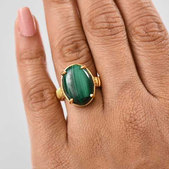 Malachit Ring Messing ca. 10,06 ct