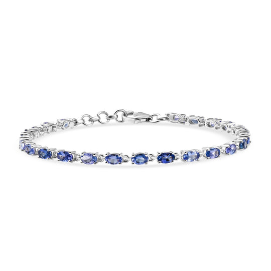 Tansanit Armband ca. 19 cm 925 Silber rhodiniert ca. 5.36 ct