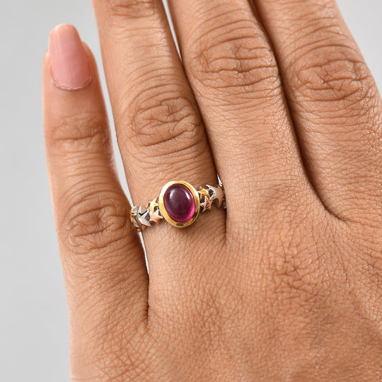 AA Afrikanischer Rubin (Fissure gefüllt) Ring 925 Silber YG und RG und PE (Größe 20.00) ca. 2,03 ct