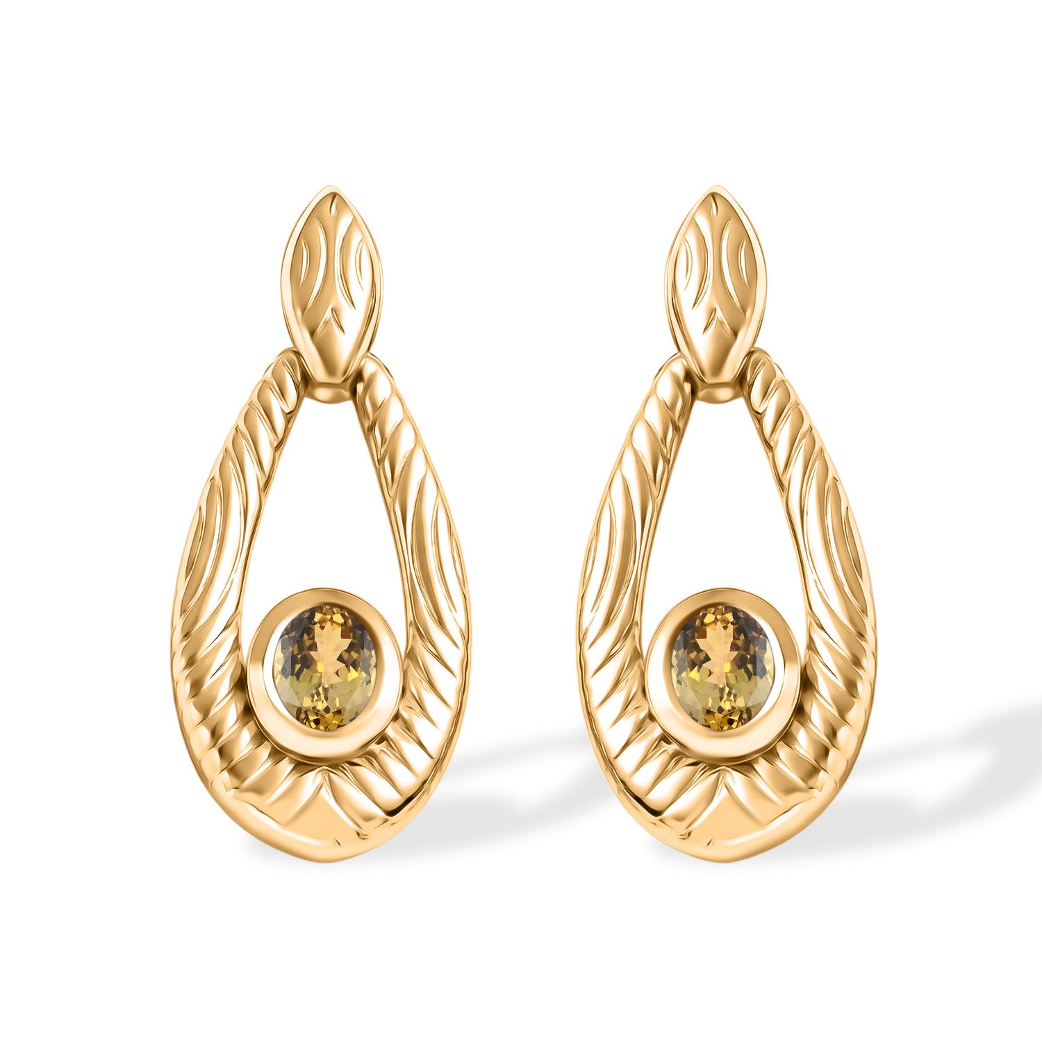 AA Natürlicher goldener Tansanit Ohrringe 925 Silber 750 Gelb Vergoldet ca. 0.40 ct