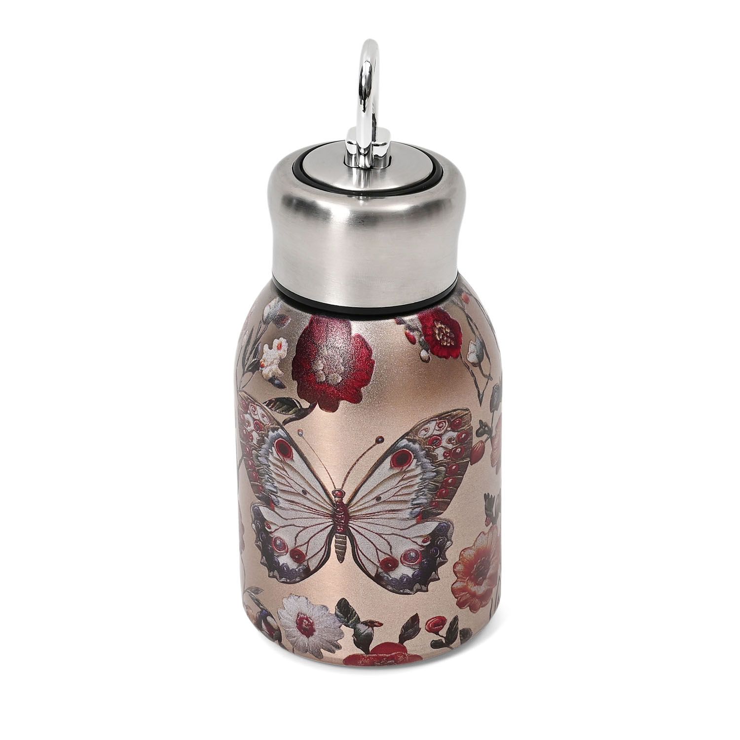 LIVMORE - Isolierflasche aus 316L Edelstahl mit Doppelwand und Motiv Schmetterling, für heiße und kalte Getränke, 260 ml