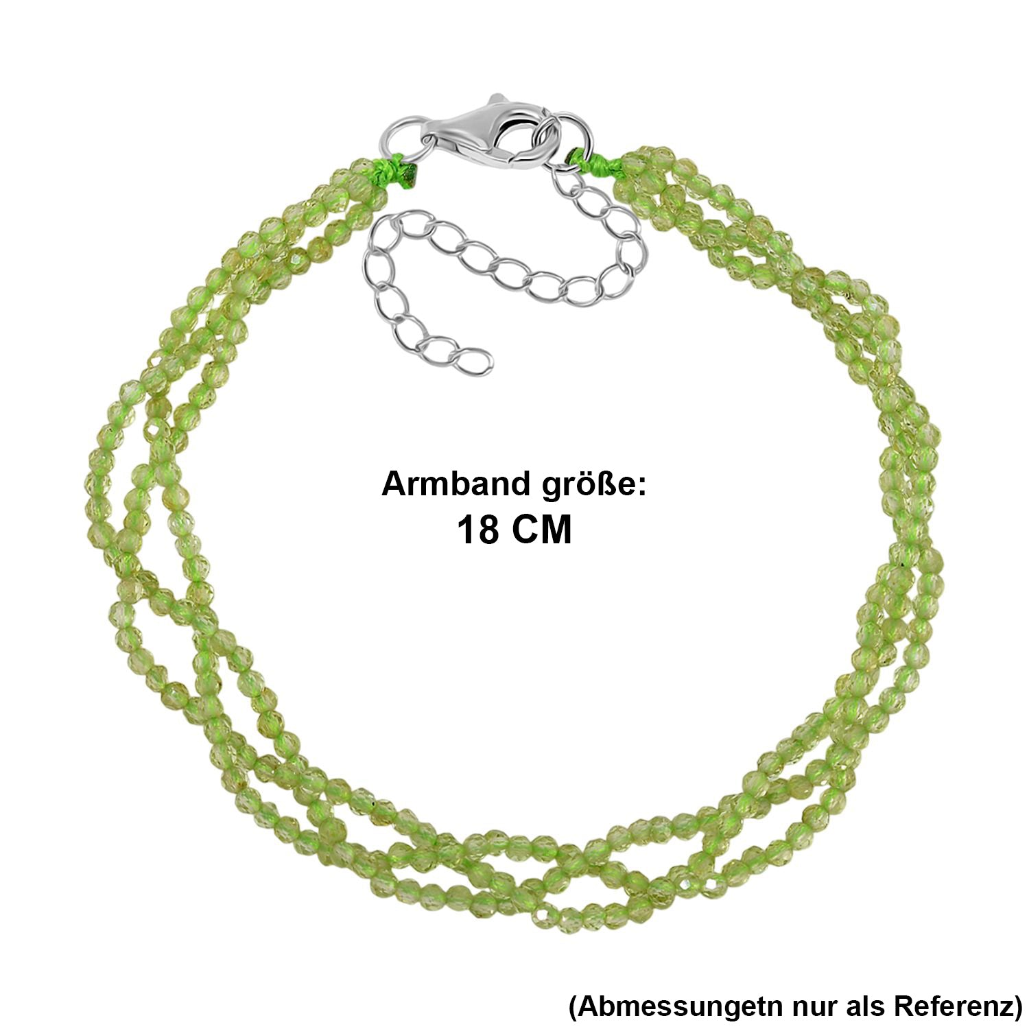 Peridot Armband ca. 18 cm + 5 cm Extender, 925 Silber rhodiniert ca. 17,50 ct.