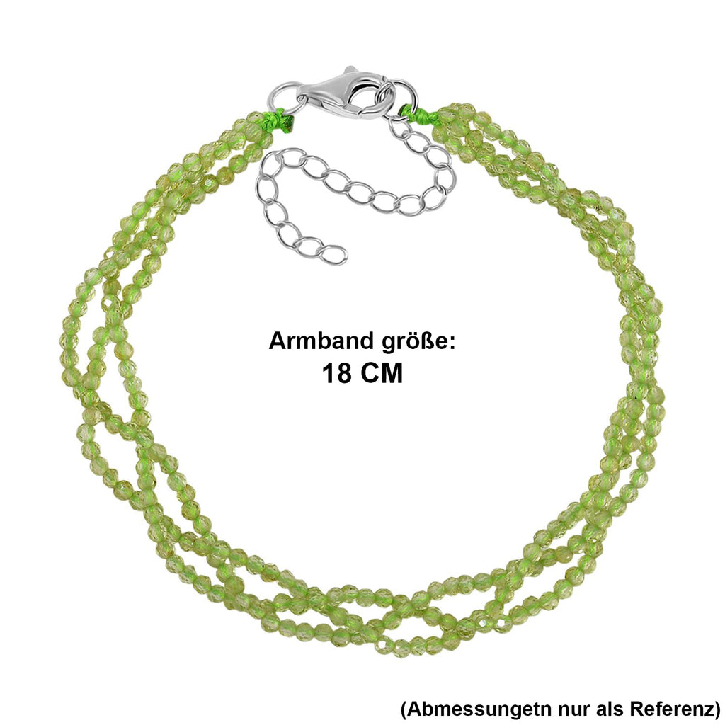 Peridot Armband ca. 18 cm + 5 cm Extender, 925 Silber rhodiniert ca. 17,50 ct.