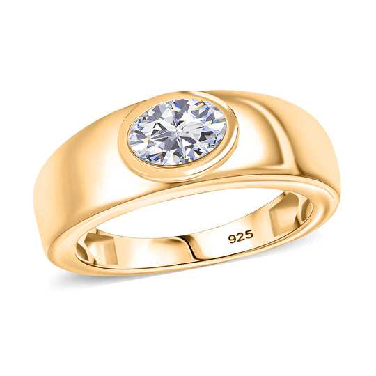 Moissanit Ring 925 Silber 750 Gelb Vergoldet (Größe 18.00) ca. 0,80 ct