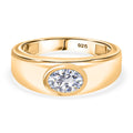 Moissanit Ring 925 Silber 750 Gelb Vergoldet (Größe 18.00) ca. 0,80 ct