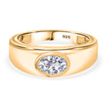 Moissanit Ring 925 Silber 750 Gelb Vergoldet (Größe 20.00) ca. 0,80 ct
